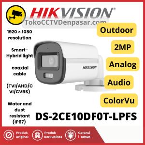 Hikvision Outdoor 2MP Analog ColorVu Audio DS-2CE10DF0T-LPFS